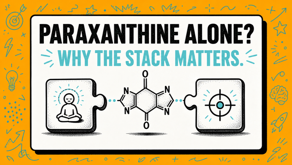 Illustrated explanation of why paraxanthine is paired with calm and focus ingredients.