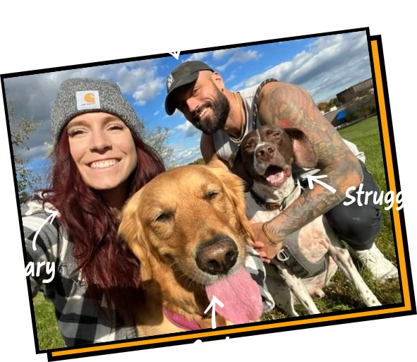 Stephen, Mary, and the dogs